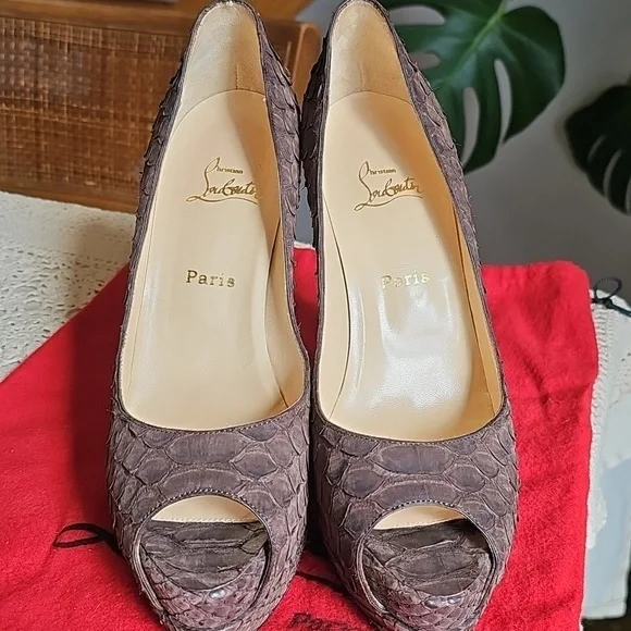 Louboutin Python Peep-Toe Heels - Picture 3 of 13